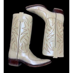 Dan Post Spanish Cream Leather Western Rodeo Cowboy Boots Women's Size 5